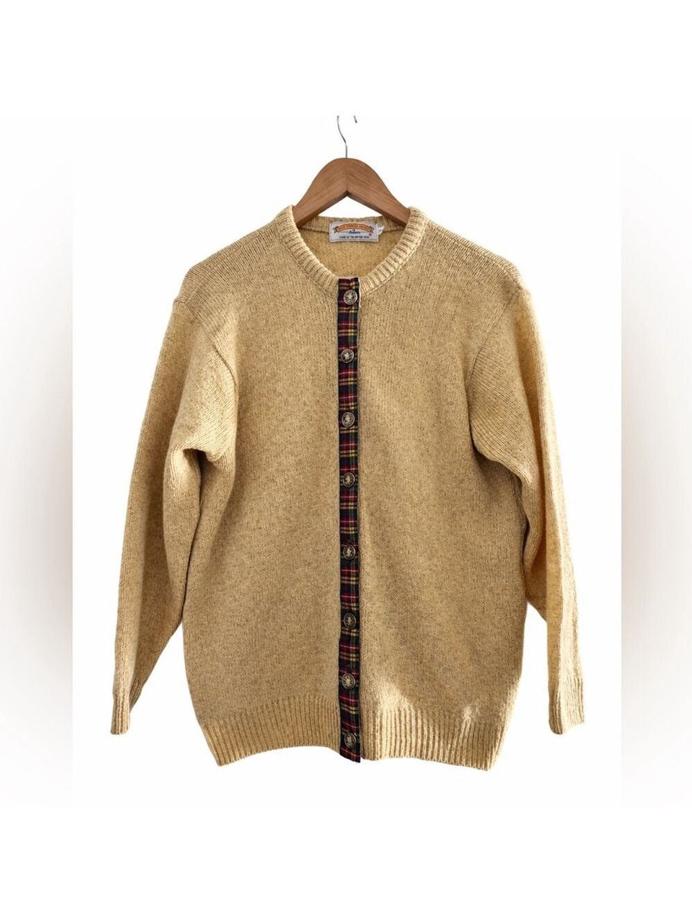 Vintage Heritage Wool Cardigan Tartan Placket | Eclectic Grandpa Cozy Knit